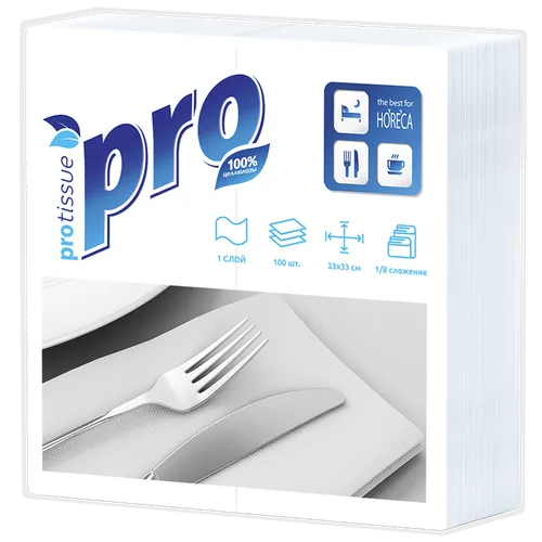 Салфетки бумажные PROtissue Comfort 1 слойные 33*33 см 100 л/20 пач Салфетки бумажные PROtissue Comfort 1 слойные 33*33 см 100 л/20 пач