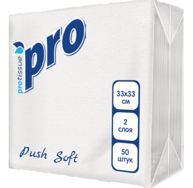 Салфетки бумажные PROtissue Push Soft 2 слойные 33*33 см 50 л/24 пач Салфетки бумажные PROtissue Push Soft 2 слойные 33*33 см 50 л/24 пач