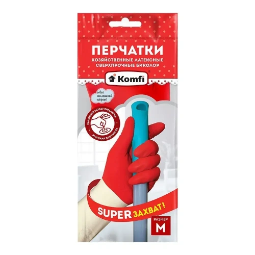 Перчатки латексные сверхпрочные БИКОЛОР Komfi М бело-красные Перчатки латексные сверхпрочные БИКОЛОР Komfi М бело-красные