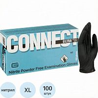Перчатки нитриловые CONNECT ULTRA черные смотровые неопудренные 50 пар размер XL