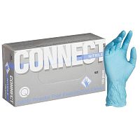 Перчатки нитриловые CONNECT NITRILE голубые смотровые неопудренные 100 пар размер L