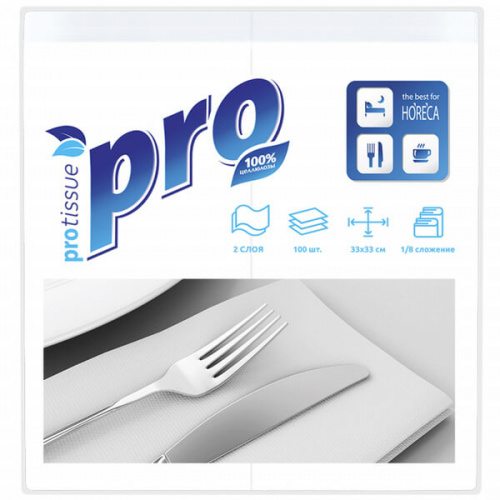 Салфетки бумажные PROtissue Push Soft 2 слойные 33*33 см 100 л/12 пач Салфетки бумажные PROtissue Push Soft 2 слойные 33*33 см 100 л/12 пач