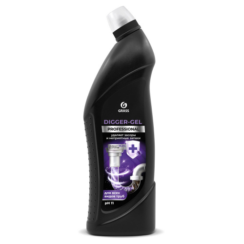 Средство для прочистки канализационных труб GRASS DIGGER-GEL PROFESSIONAL щелочное 1000 мл/8 шт